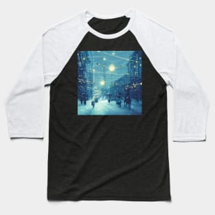 Snowy Christmas Night Baseball T-Shirt